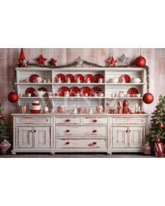 Photography Background in Fabric Christmas Kitchen / Backdrop 4709