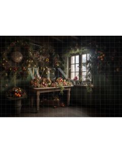 Photography Background in Fabric Rustic Christmas Room / Backdrop 4698