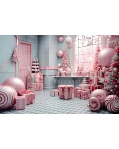 Photography Background in Fabric Pink Christmas Set / Backdrop 4701