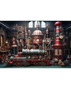 Photography Background in Fabric Christmas Toy Factory / Backdrop 4706