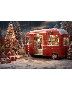 Photography Background in Fabric Christmas Trailer / Backdrop 4712