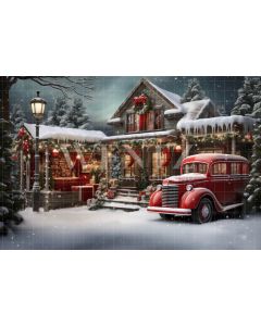 Photography Background in Fabric Santa Claus House / Backdrop 4713