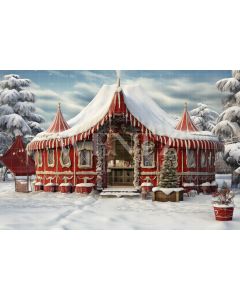 Photography Background in Fabric Santa Claus House / Backdrop 4714
