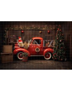 Photographic Background on Fabric Santa's Car / Backdrop 4723