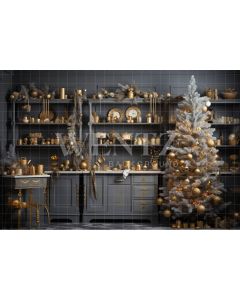 Photography Background in Fabric Christmas Kitchen / Backdrop  4728