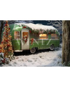 Photography Background in Fabric Christmas Trailer / Backdrop 4735