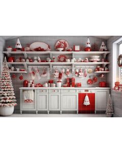 Photography Background in Fabric Christmas Kitchen / Backdrop 4737