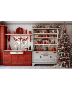 Photography Background in Fabric Christmas Kitchen / Backdrop 4738