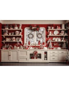 Photography Background in Fabric Christmas Kitchen / Backdrop 4739