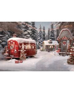 Photography Background in Fabric Christmas Village / Backdrop4746