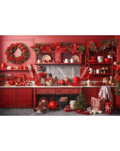 Photography Background in Fabric Christmas Kitchen / Backdrop 4748