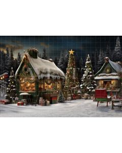 Photography Background in Fabric Christmas Village / Backdrop 4751