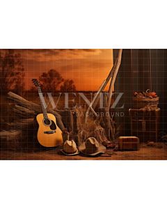 Photography Background in Fabric Set with Guitar / Backdrop 4777