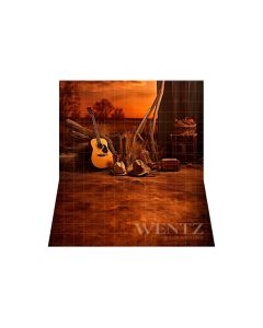 Photography Background in Fabric Set with Guitar / Backdrop 4777