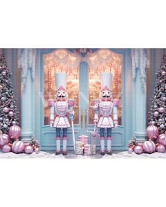 Photography Background in Fabric Candy Color Christmas Nutcracker / Backdrop 4808