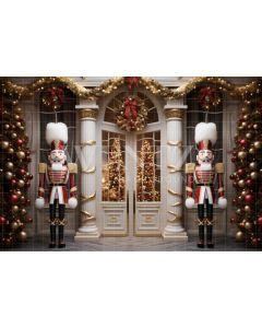 Photography Background in Fabric White and Gold Christmas Nutcracker / Backdrop 4809
