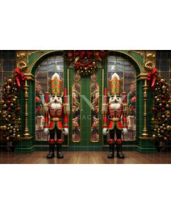 Photography Background in Fabric Green Christmas Nutcracker / Backdrop  4811