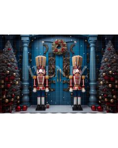 Photography Background in Fabric Blue Christmas Nutcracker / Backdrop 4812