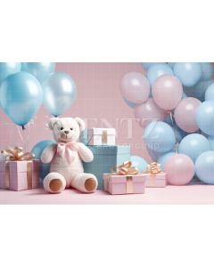 Photography Background in Fabric Teddy Bear and Balloons / Backdrop 4824