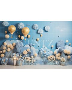 Photography Background in Fabric Set with Flowers and Balloons / Backdrop 4826