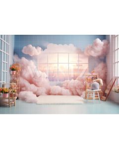 Photography Background in Fabric Room with Clouds / Backdrop 4827