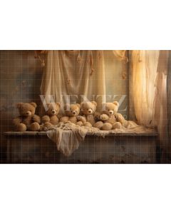 Photography Background in Fabric Room with Teddy Bears / Backdrop 4835