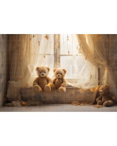 Photography Background in Fabric Room with Teddy Bears / Backdrop 4836