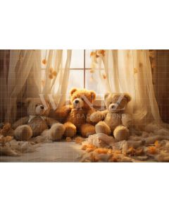 Photography Background in Fabric Room with Teddy Bears / Backdrop 4837