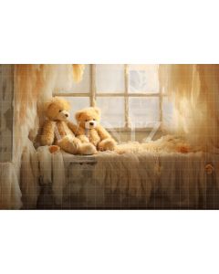 Photography Background in Fabric Room with Teddy Bears / Backdrop 4838