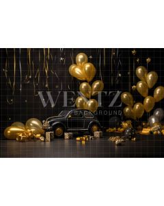 Photography Background in Fabric Set with Car and Balloons / Backdrop 4839