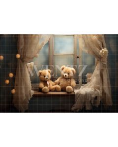 Photography Background in Fabric Room with Teddy Bears / Backdrop 4841