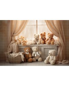 Photography Background in Fabric Set with Bears / Backdrop 4843