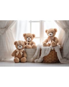 Photography Background in Fabric Set with Bears / Backdrop 4845