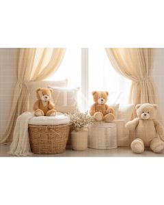 Photography Background in Fabric Room with Teddy Bears / Backdrop 4847