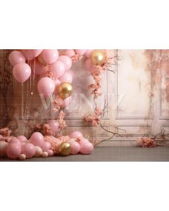 Photography Background in Fabric Room with Pink Balloons / Backdrop 4867