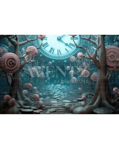 Photography Background in Fabric Set with Clock / Backdrop 4885
