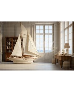 Photography Background in Fabric Room with Ship / Backdrop 4886