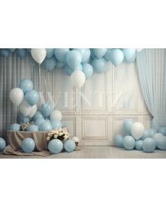 Photography Background in Fabric Room with Blue Balloons / Backdrop 4898