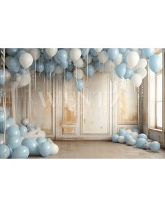Photography Background in Fabric Room with Blue Balloons / Backdrop 4899