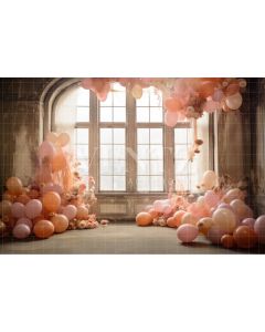 Photography Background in Fabric Set with Pink Balloons / Backdrop 4919