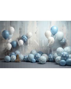 Photography Background in Fabric Blue Polka Dot Balloons / Backdrop 4921