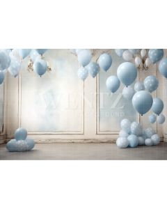 Photography Background in Fabric White and Blue Balloons / Backdrop 4923