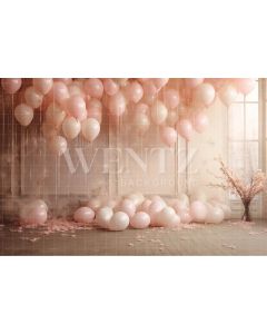 Photographic Background in Fabric Living Room with Pink Balloons / Backdrop 4929