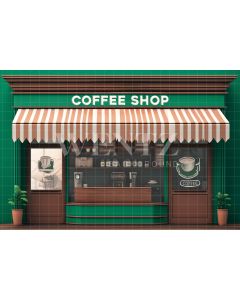 Photographic Background in Fabric Coffe Shop / Backdrop 4969