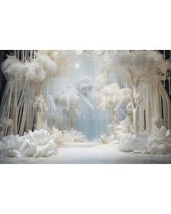 Photographic Background in Fabric Trees with Petals  / Backdrop 4982