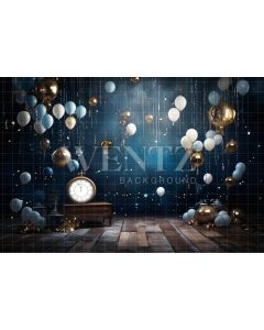 Photographic Background in Fabric Living Room with Balloons / Backdrop 4983