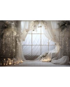 Photographic Background in Fabric Réveillon Set with Window / Backdrop 4992