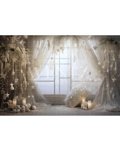 Photographic Background in Fabric Réveillon Set with Window / Backdrop 4993