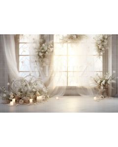 Photographic Background in Fabric Réveillon Set with Flowers / Backdrop 4994