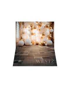 Photographic Background in Fabric Living Room with Balloons / Backdrop 4996